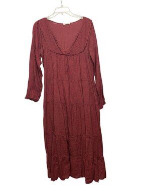 LACAUSA Savanaah BoHo Dress Burgandy Size Small